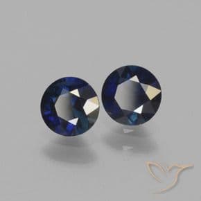 1.11ct Natural Night Blue Sapphire, Round Cut, 5.05 mm