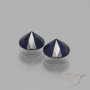 1.11ct Natural Night Blue Sapphire, Round Cut, 5.05 mm