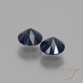 1.14ct Natural Dark Blue Sapphire, Round Cut, 5.05 mm