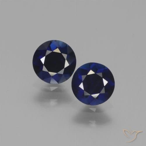 0.58ct Natural Night Blue Sapphire, Round Cut, 4.95 mm