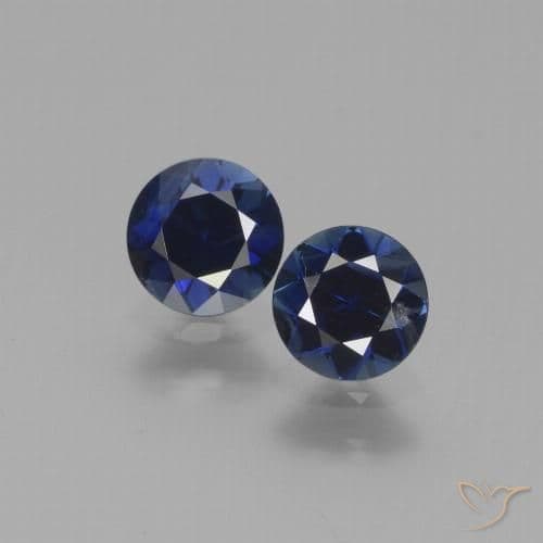 0.58ct Natural Night Blue Sapphire, Round Cut, 4.95 mm