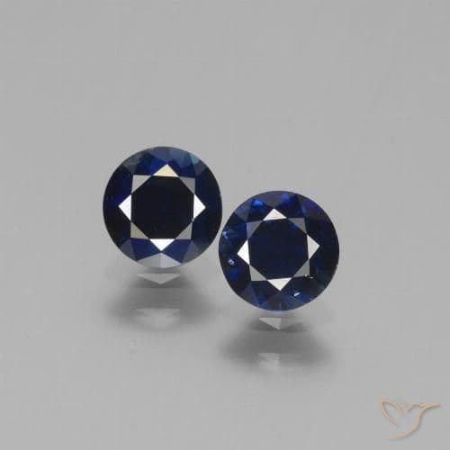 1.07ct Natural Deep Blue Sapphire, Round Cut, 4.87 mm