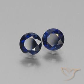 1.07ct Natural Deep Blue Sapphire, Round Cut, 4.87 mm