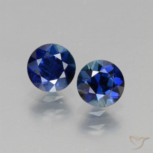 1.29ct Natural Dark Blue Sapphire, Round Cut, 5.15 mm