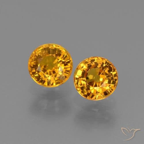 2.92ct Natural Deep Orange-Gold Sapphire, Round Cut, 4.93 mm
