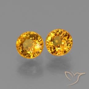 1.36ct Natural Deep Orange-Gold Sapphire, Round Cut, 5.01 mm