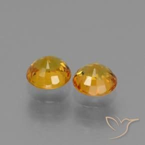 1.36ct Natural Deep Orange-Gold Sapphire, Round Cut, 5.01 mm