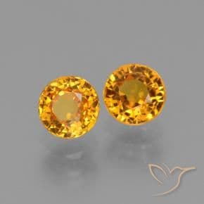 1.38ct Natural Dark Orange-Gold Sapphire, Round Cut, 4.90 mm
