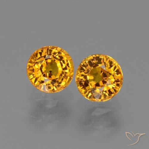 0.98ct Natural Deep Orange-Gold Sapphire, Round Cut, 5.22 mm