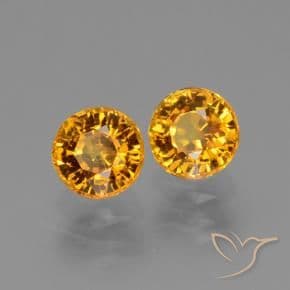 1.56ct Medium Orange-Gold Sapphire, Round Cut, 5.11 mm
