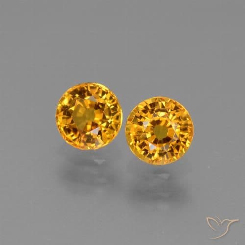 1.14ct Natural Deep Gold Sapphire, Round Cut, 5.68 mm