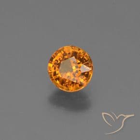 0.67ct Medium-Dark Orange Sapphire, Round Cut, 5.11 mm