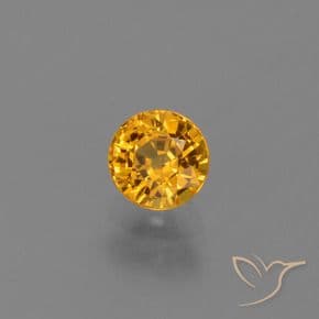0.74ct Deep Golden Orange Sapphire, Round Cut, 5.09 mm