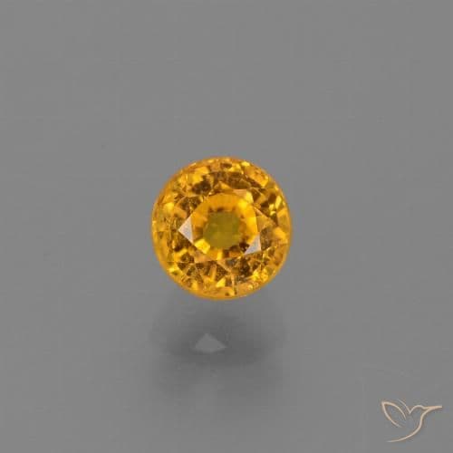 0.84ct Natural Deep Orange-Gold Sapphire, Round Cut, 5.00 mm