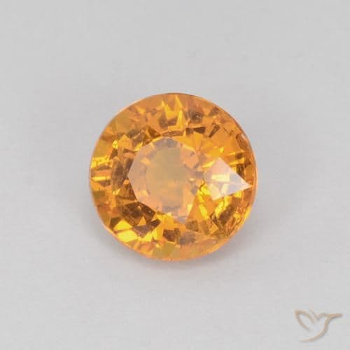 0.71ct Natural Orange-Gold Sapphire, Round Cut, 5.02 mm