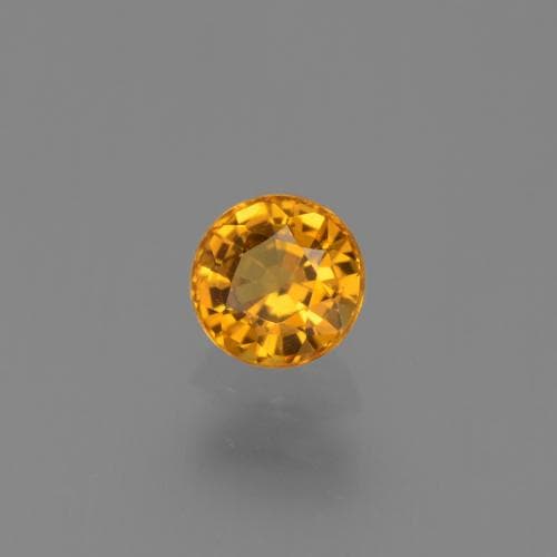 0.68ct Natural Medium Orange Sapphire, Round Cut, 4.99 mm