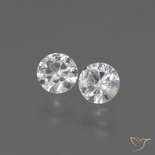 2.07ct Natural White Sapphire, Round Cut, 4.35 mm