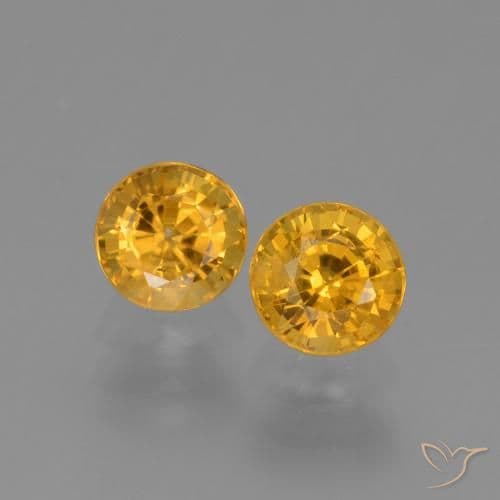 1.38ct Deep Golden Orange Sapphire, Round Cut, 4.89 mm