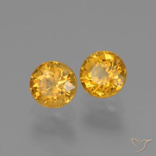 1.38ct Deep Golden Orange Sapphire, Round Cut, 4.89 mm