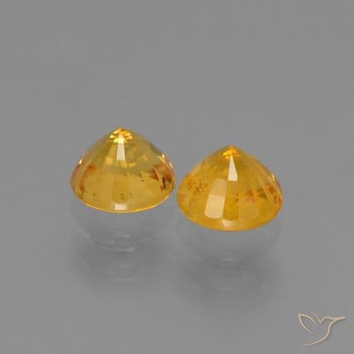 1.38ct Deep Golden Orange Sapphire, Round Cut, 4.89 mm
