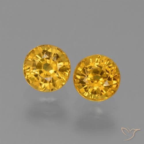 1.36ct Deep Golden Orange Sapphire, Round Cut, 4.90 mm