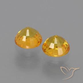 1.36ct Deep Golden Orange Sapphire, Round Cut, 4.90 mm