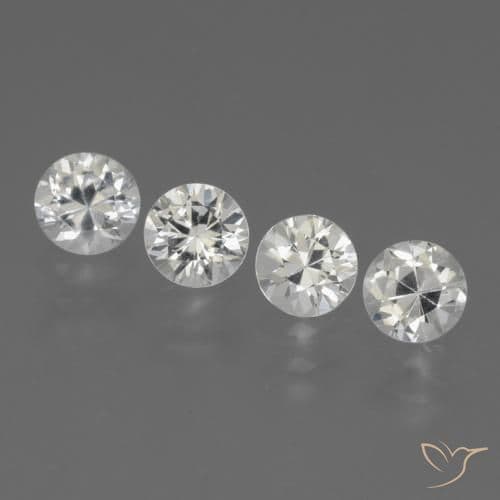 1.60ct Natural White Sapphire, Round Cut, 4.28 mm