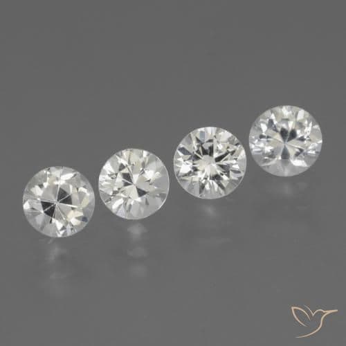 1.60ct Natural White Sapphire, Round Cut, 4.28 mm