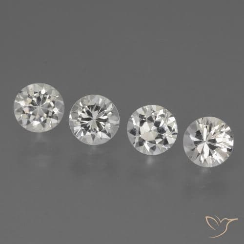 1.55ct Natural White Sapphire, Round Cut, 4.35 mm