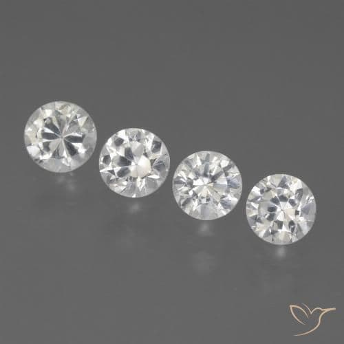 1.58ct Natural White Sapphire, Round Cut, 4.29 mm