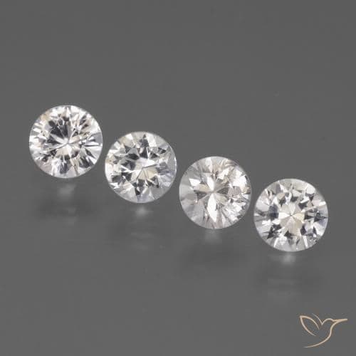 1.44ct Natural White Sapphire, Round Cut, 4.30 mm