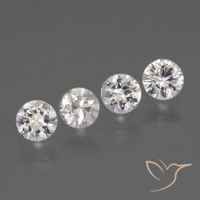 1.44ct Natural White Sapphire, Round Cut, 4.30 mm
