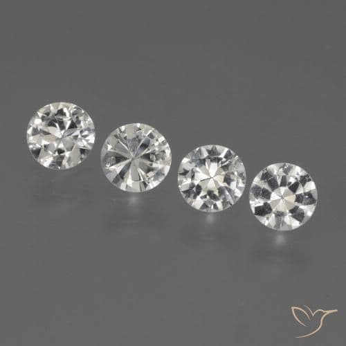 1.25ct Natural White Sapphire, Round Cut, 4.25 mm