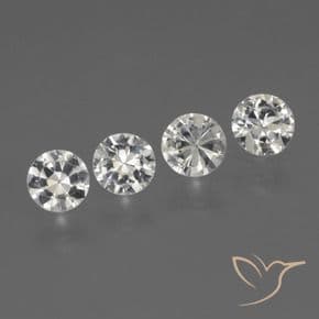 1.25ct Natural White Sapphire, Round Cut, 4.25 mm