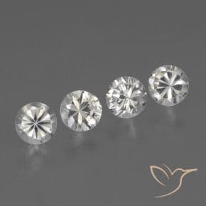 1.37ct Natural White Sapphire, Round Cut, 4.25 mm