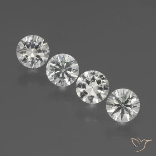 1.42ct Natural Clear White Sapphire, Round Cut, 4.32 mm