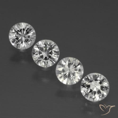 1.37ct Natural Clear White Sapphire, Round Cut, 4.24 mm