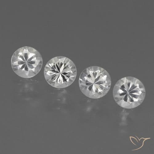 1.47ct Natural Clear White Sapphire, Round Cut, 4.25 mm