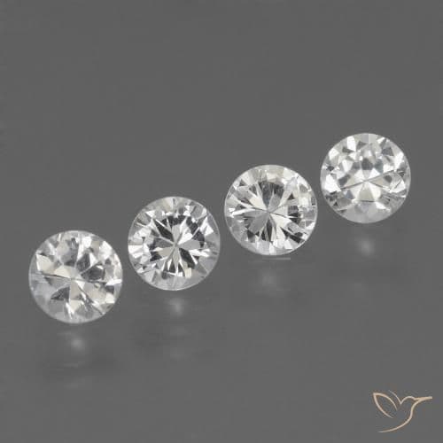 1.45ct Natural Clear White Sapphire, Round Cut, 4.29 mm