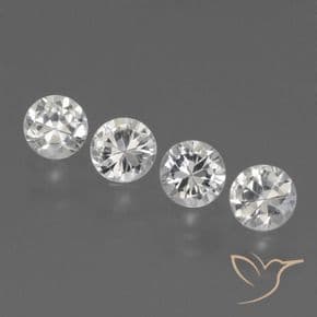 1.45ct Natural Clear White Sapphire, Round Cut, 4.29 mm