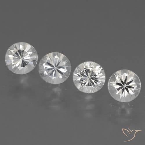 1.53ct Natural Clear White Sapphire, Round Cut, 4.36 mm