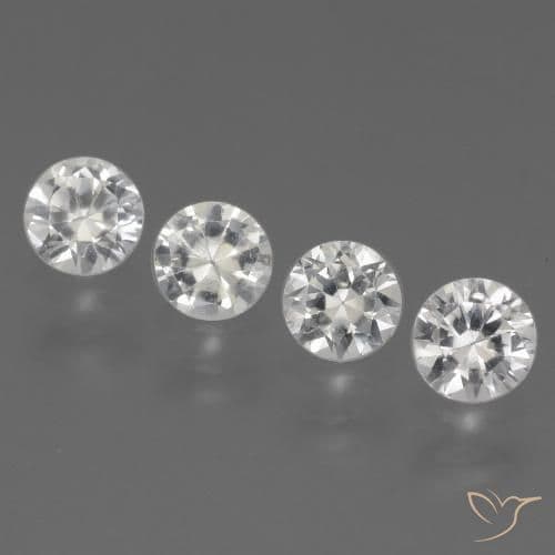 1.54ct Natural Clear White Sapphire, Round Cut, 4.28 mm