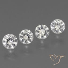 1.54ct Natural Clear White Sapphire, Round Cut, 4.28 mm