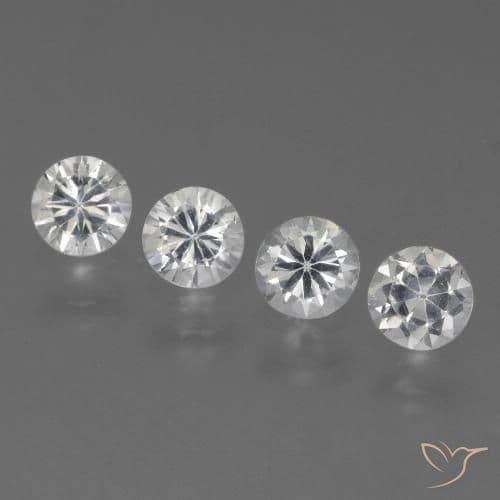 1.33ct Natural Clear White Sapphire, Round Cut, 4.16 mm