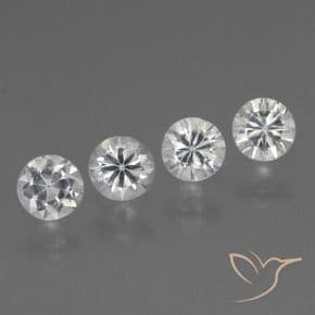 1.33ct Natural Clear White Sapphire, Round Cut, 4.16 mm