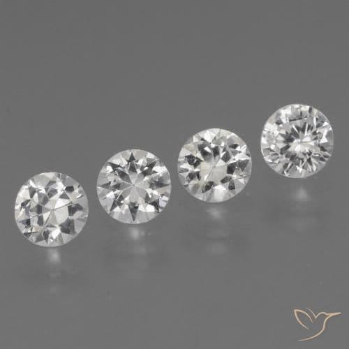 1.51ct Natural Clear White Sapphire, Round Cut, 4.38 mm