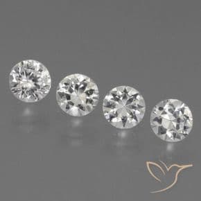 1.51ct Natural Clear White Sapphire, Round Cut, 4.38 mm