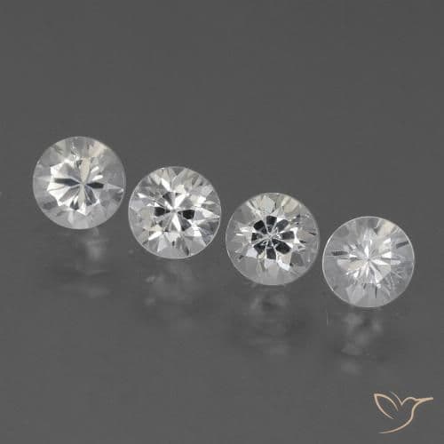 1.54ct Natural Clear White Sapphire, Round Cut, 4.25 mm