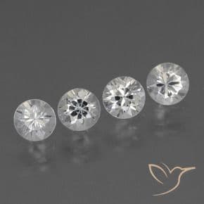1.54ct Natural Clear White Sapphire, Round Cut, 4.25 mm