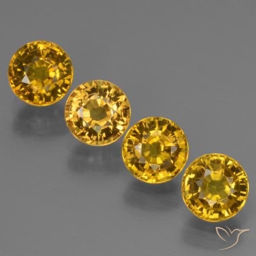 0.93ct Natural Medium Yellow Sapphire, Round Cut, 4.52 mm